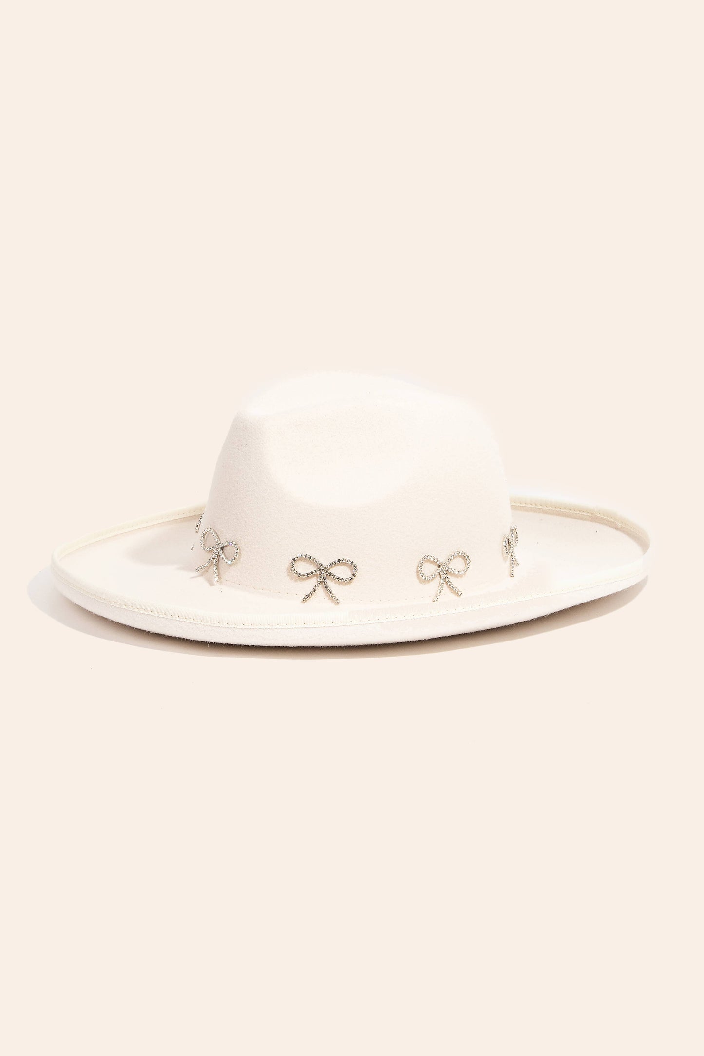 Rhinestone Ribbon Bow Charms Fedora Hat