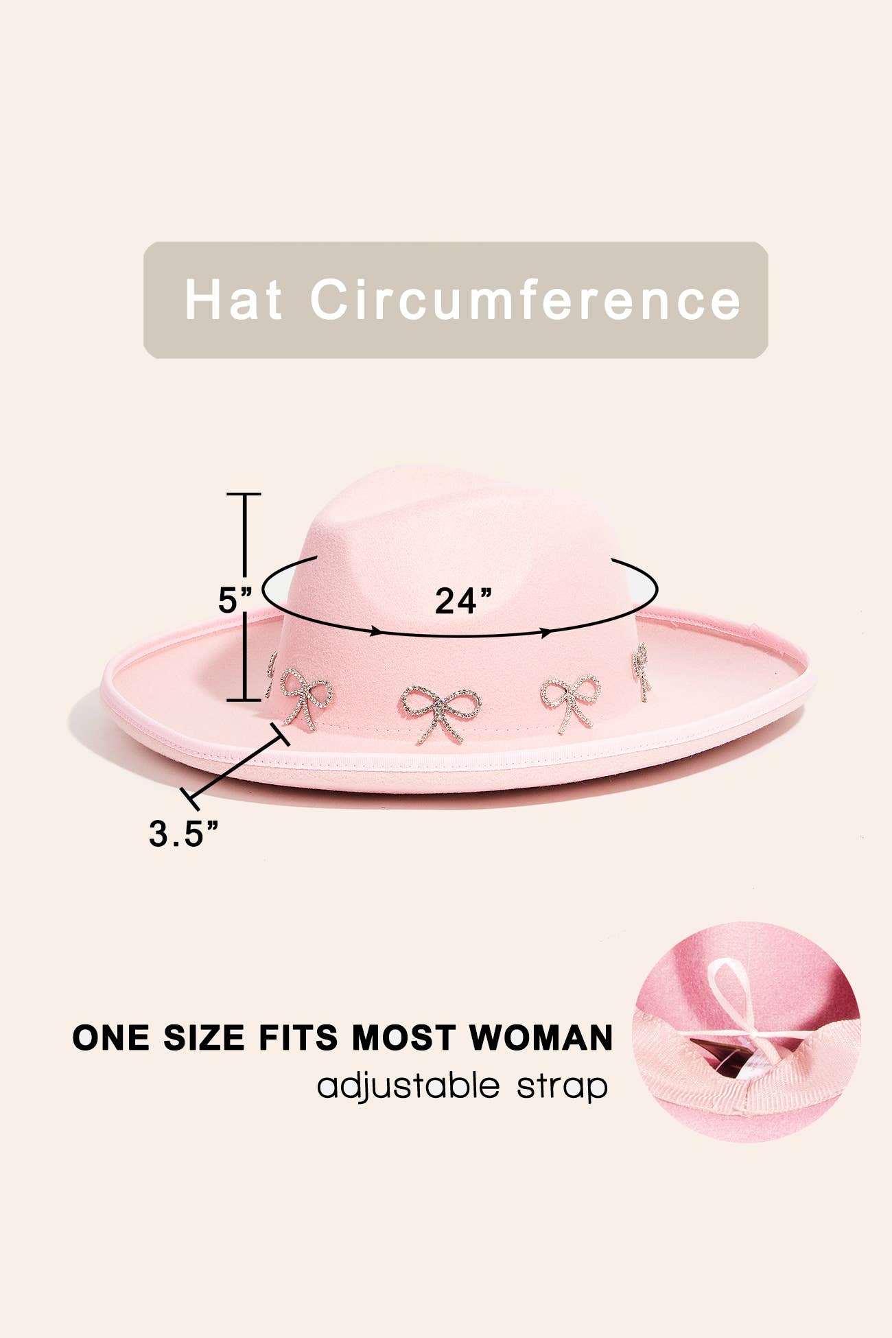 Rhinestone Ribbon Bow Charms Fedora Hat