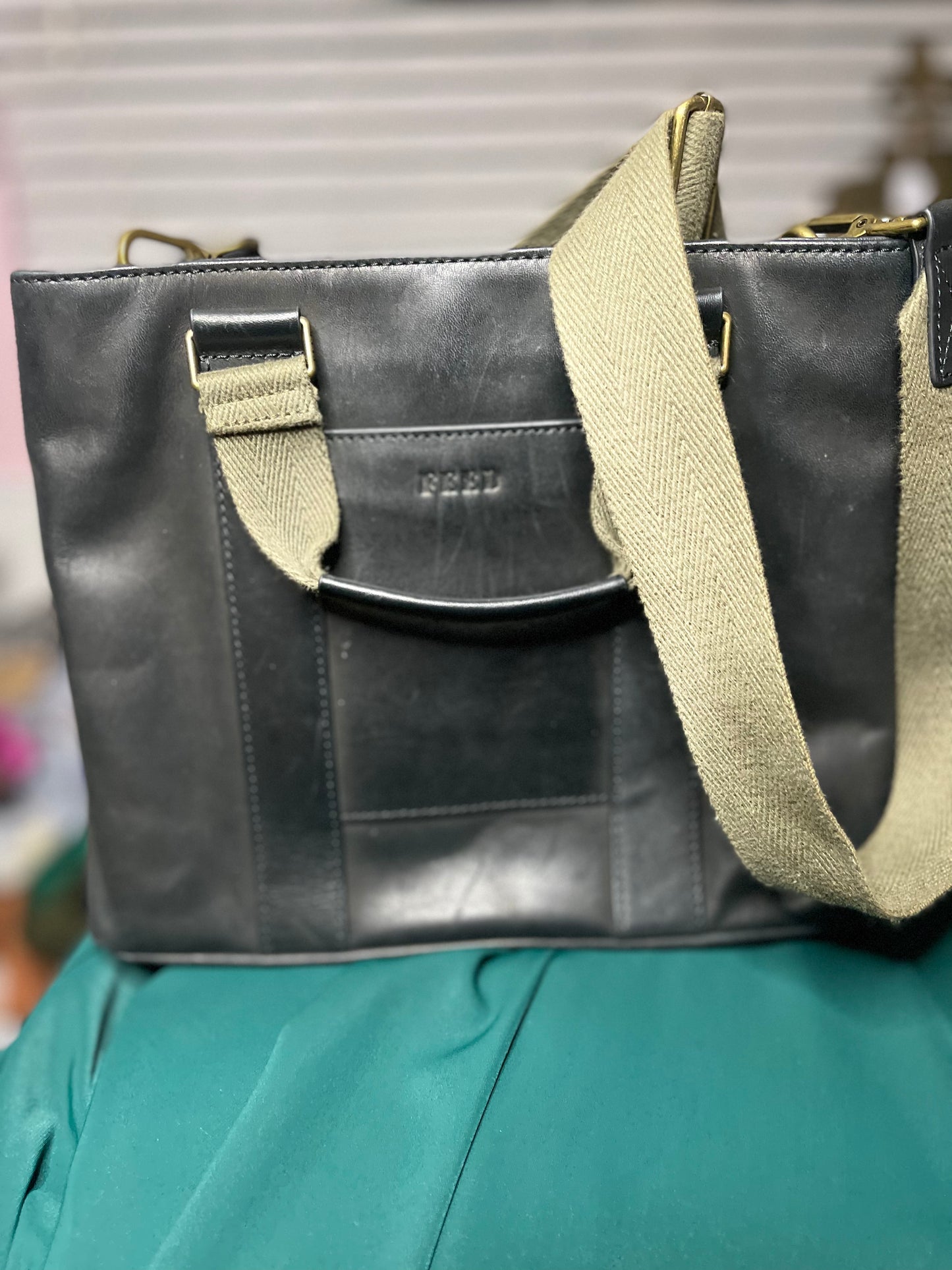 Black Crossbody with Green Strap