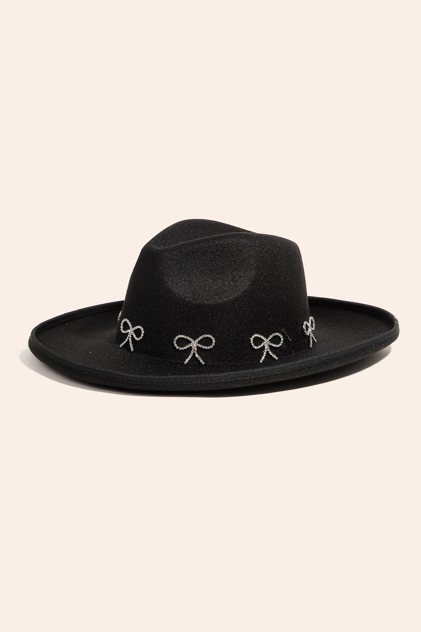 Rhinestone Ribbon Bow Charms Fedora Hat