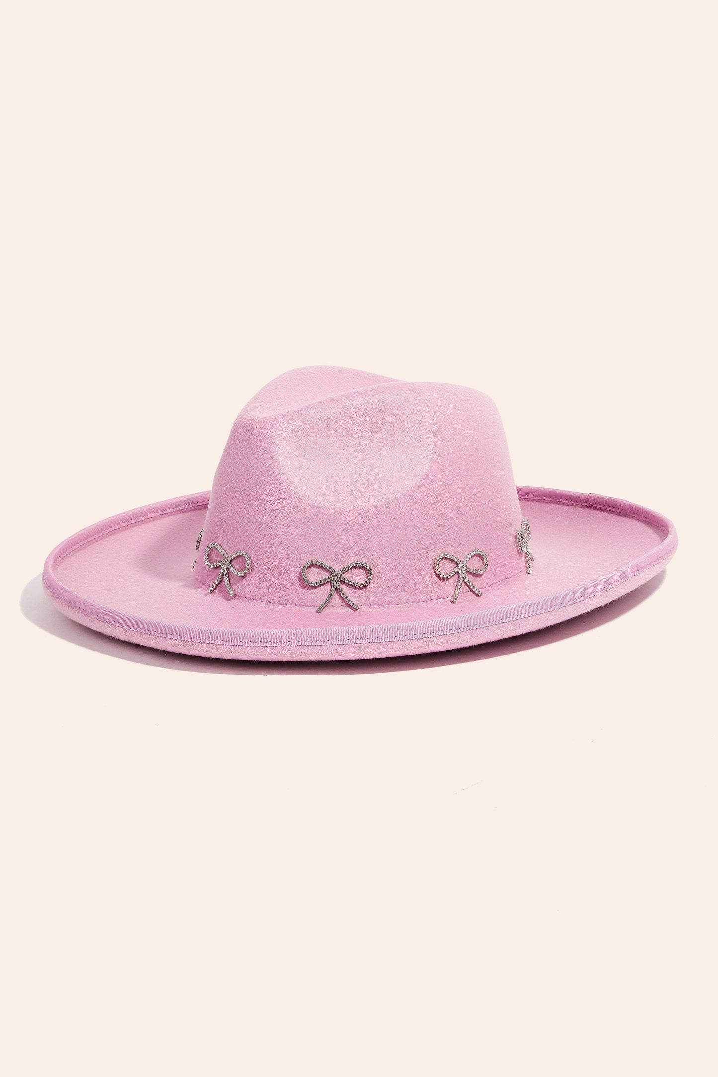 Rhinestone Ribbon Bow Charms Fedora Hat