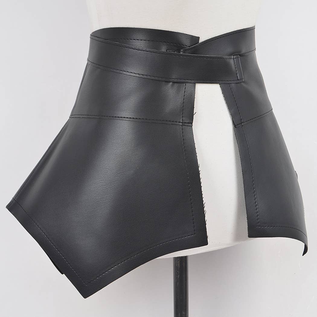 Faux Leather Peplum Belt - Silver